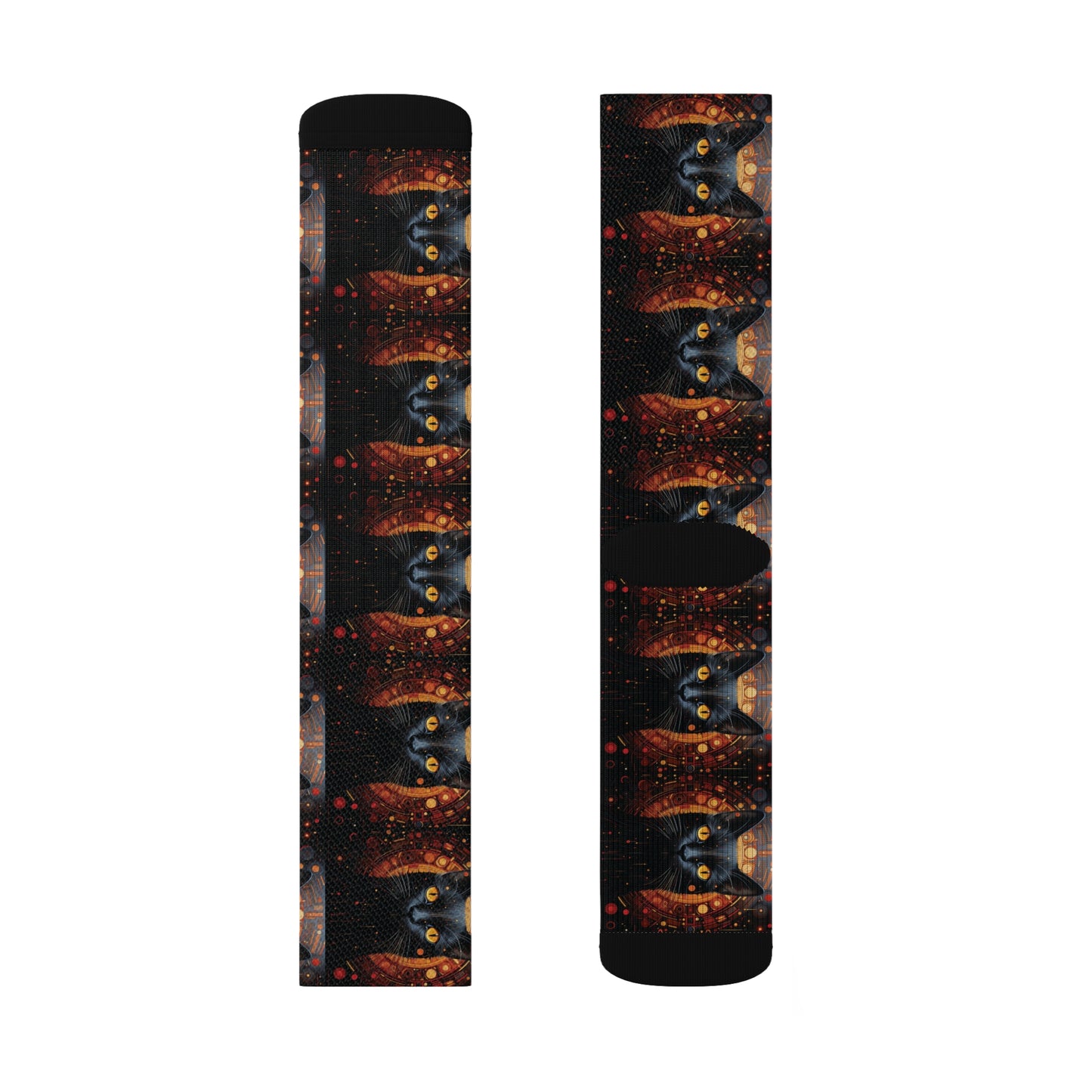 InterPETation Halloween Meow Mirrored Moon Men's Socks in Multi-Color