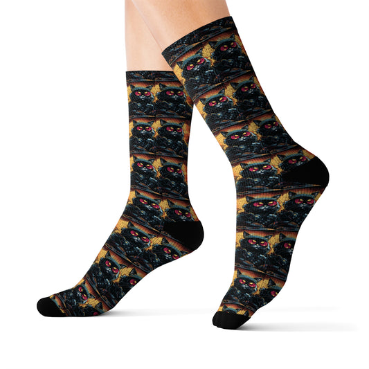 InterPETation Feline GrooveMasters Women's Socks in Multi-Color