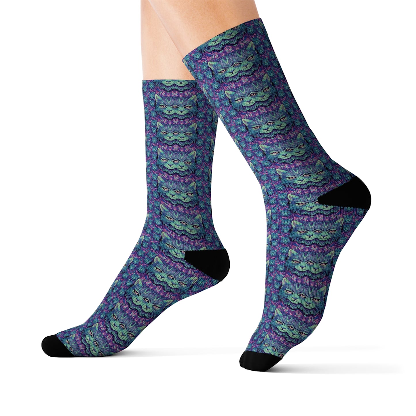 InterPETation Blue Purr-sion DreamStep Men's Socks in Multi-Color