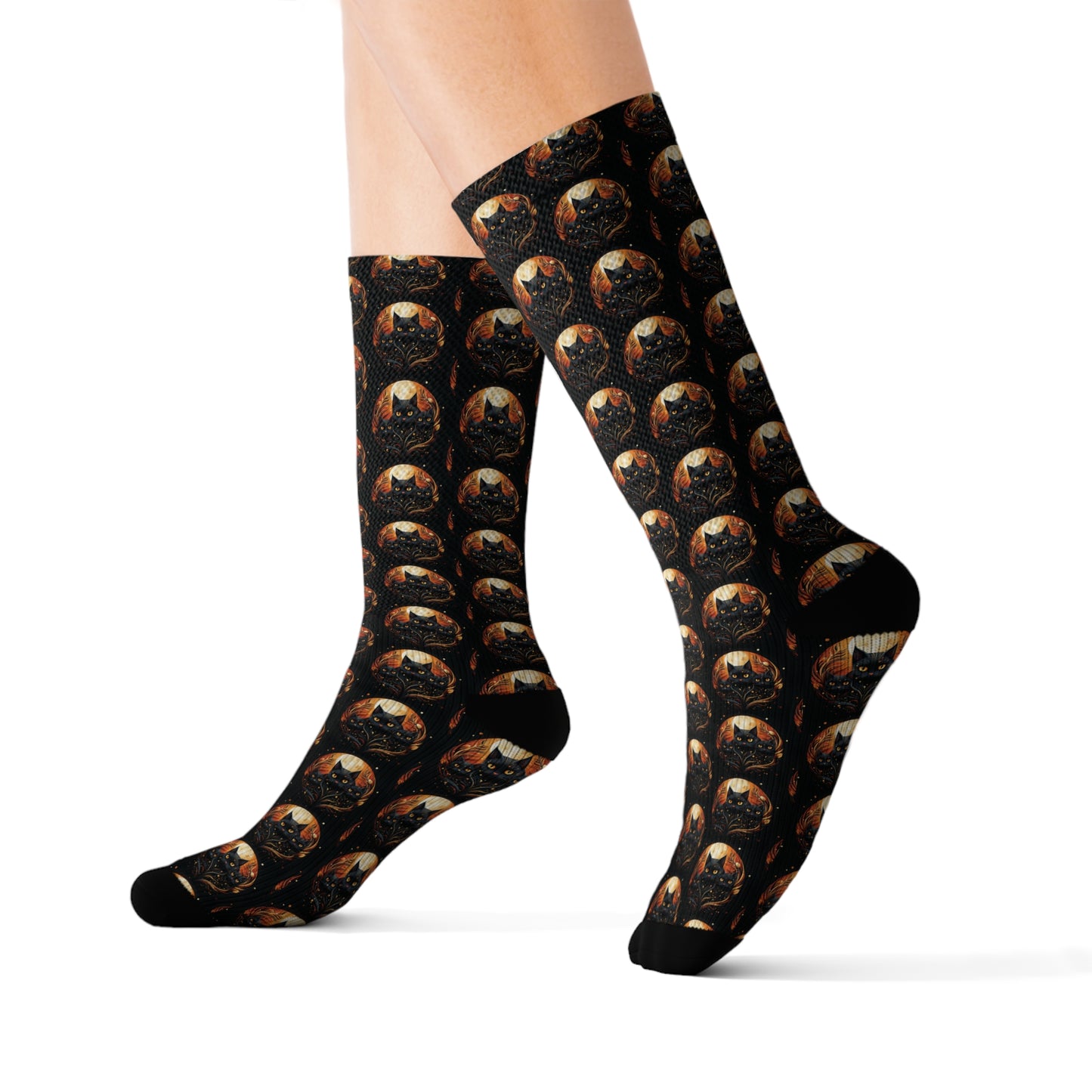 InterPETation Halloween Black Cat Bewitchment Men's Socks in Multi-Color