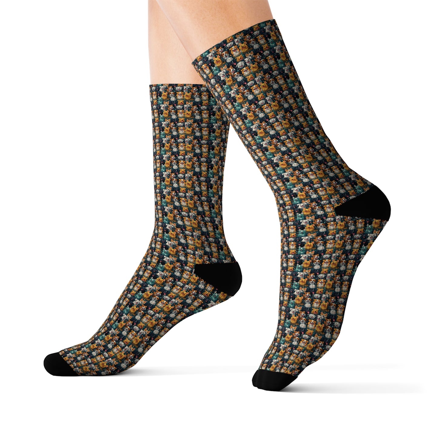 InterPETation Mutt Mingle Mid-Calf Men's Socks in Multi-Color