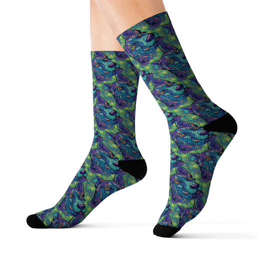 InterPETation Blue Heeler Hypno-Hues Men's Socks in Multi-Color