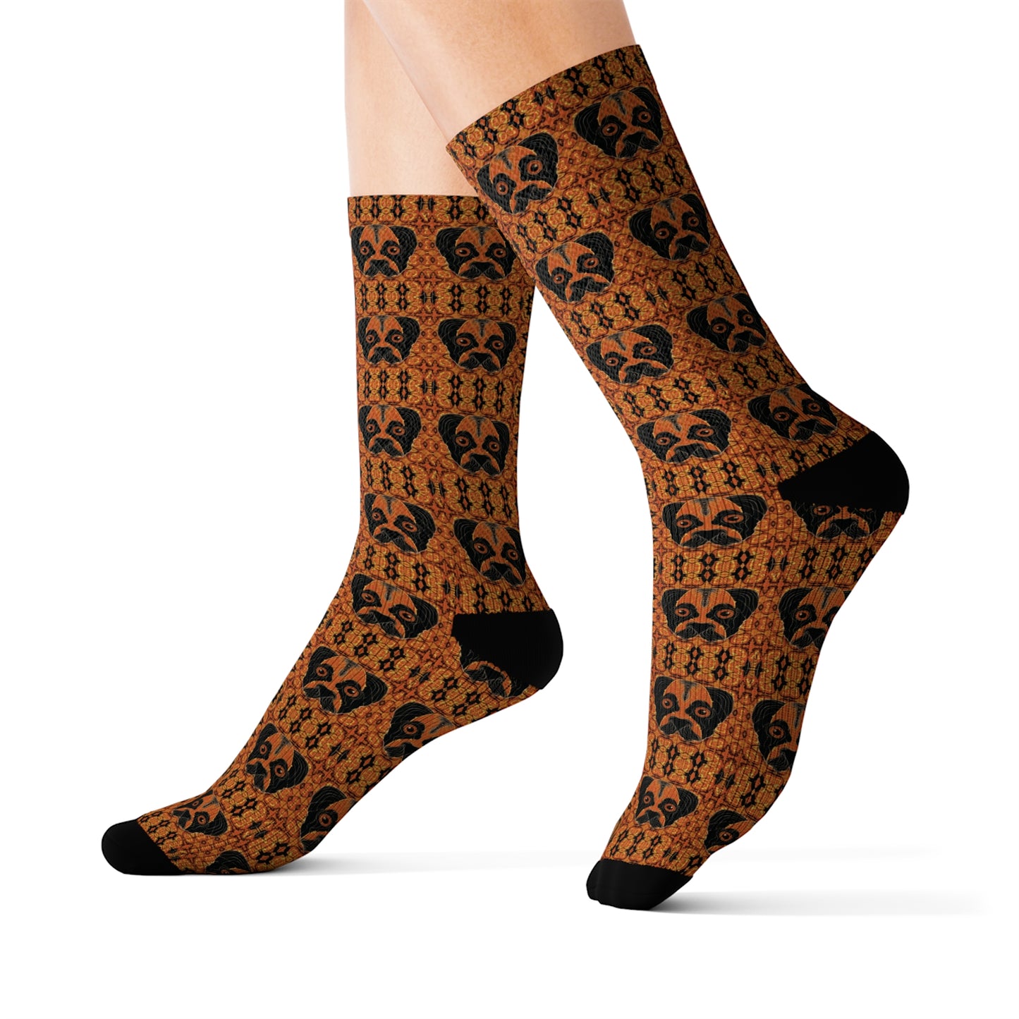 InterPETation Halloween Pug-o'-Lantern Men's Socks in Multi-Color