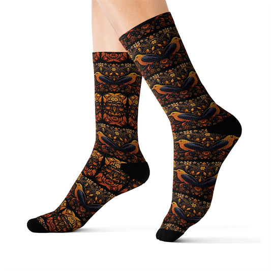 InterPETation Halloween Vampire Finch Fright Night Women's Socks in Multi-Color