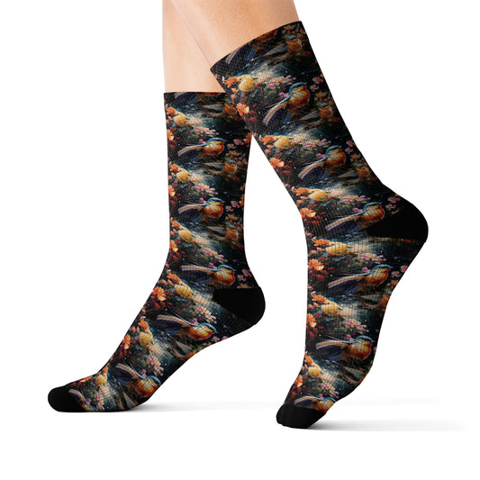 InterPETation Flight & Freesia Women's Socks in Multi-Color