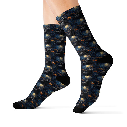 InterPETation Nocturnal Pup Reflections Women's Socks in Multi-Color